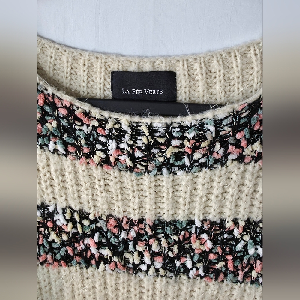 Anthropologie La Fee Verte Confetti Striped Sweater Boho Cottagecore Knit Small - Picture 6 of 12